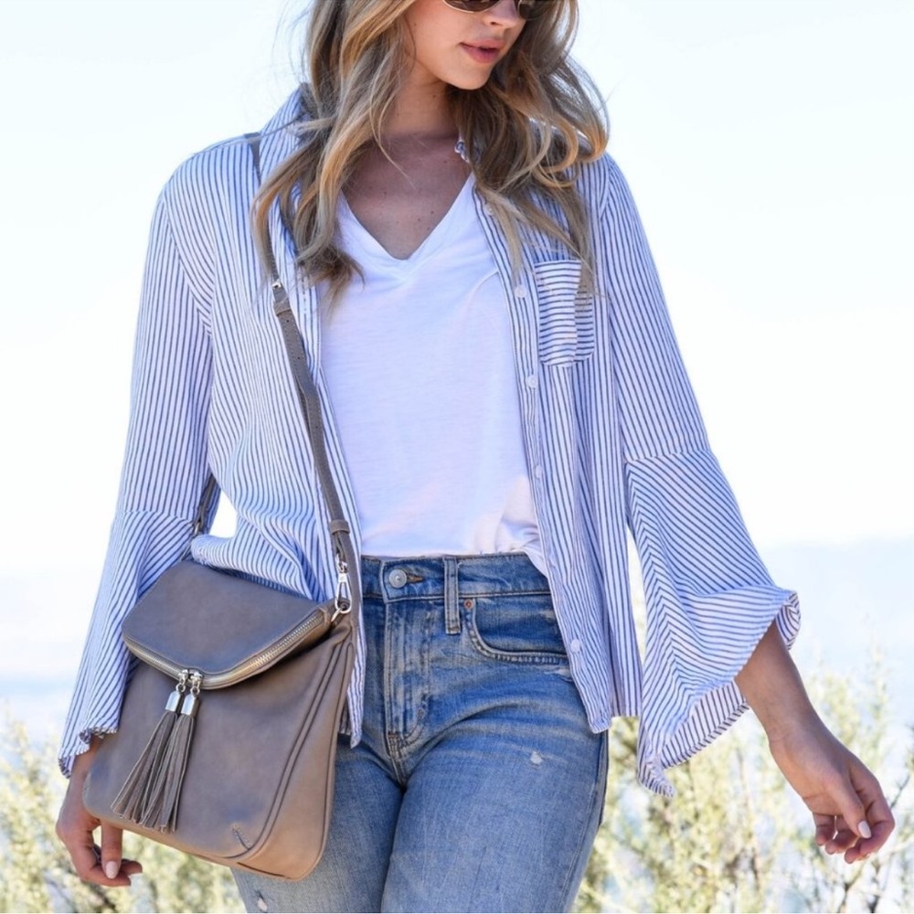 EMPERIA Zip Flap Tassel Crossbody Bag